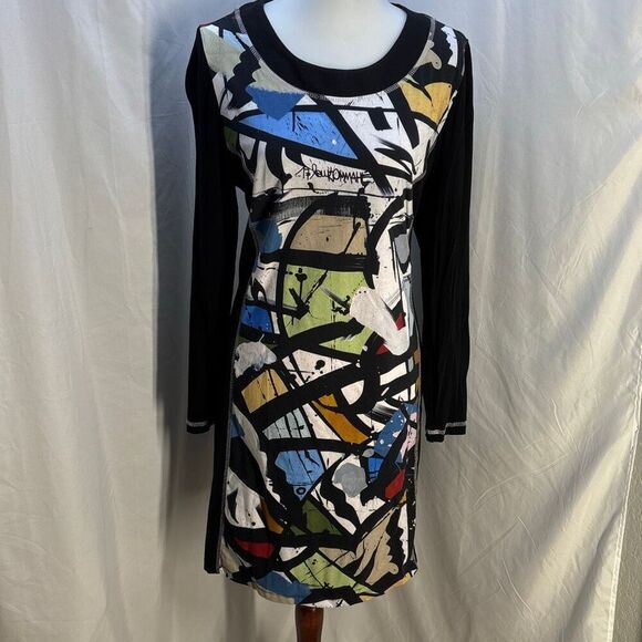 Simply Art by Dolcezza Abstract Dress color block paint XL graffiti DELK OMAHE - Picture 2 of 10